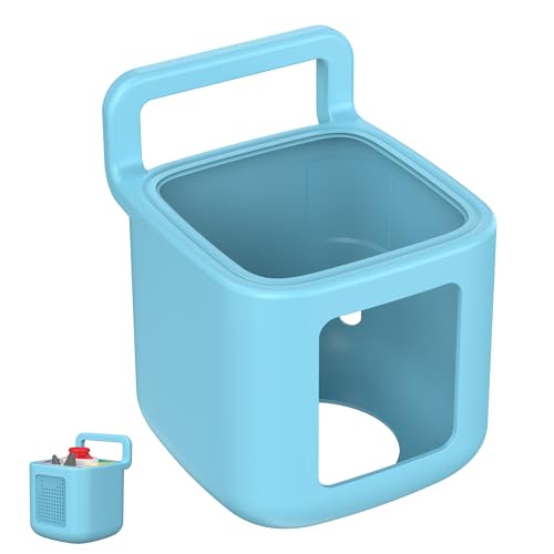 Silicone Protective Cover for Toniebox 2 Audio Player, Shockproof Anti Slip Silicone Case with Handle, Soft Easy Grip Cover, Easy to Clean Durable Sleeve (Blue) - color: Blue