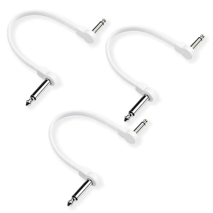 Flat Low Profile Guitar Patch Cable 6 inch for Effects Pedals, 1/4 inch Right-Angle, All White, 3-Pack - color: All White, size: 6"