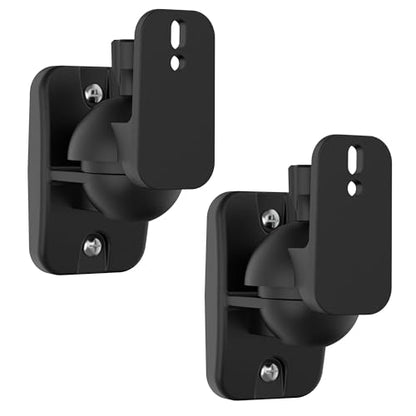 PlusAcc Speaker Wall Mount, Surround Speakers Brackets, 2 Pack, Black | 20° Tilt & 80° Swivel, Adjustable Mounting Bookshelf Shelf for Home Theater, Hold up to 8 lbs - color: Black, size: 2 Pack