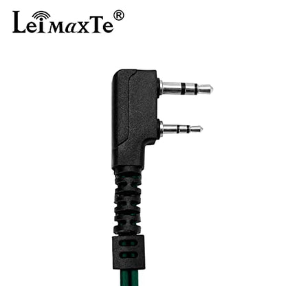 Two Way Radio Headset Compatible with Baofeng, Kenwood 2 Pin Walkie Talkie Surveillance Acoustic Tube Earpiece with Mic PTT, Camouflage Cable - color: Camouflage Cable