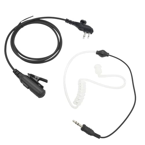 Clear Coil Tube Earbud Headset with PTT Mic 2-Pin Screw Earpiece Transparent Acoustic Surveillance Kit Compatible for Hytera PD502 PD562 BD502 TC-508 TC-580 Radios