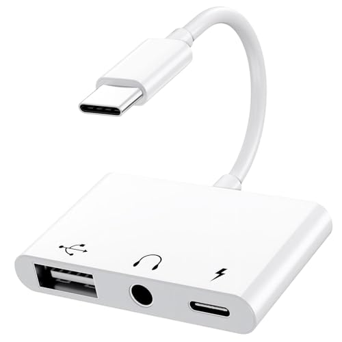 USB C to 3.5mm Audio OTG Adapter with 60W PD Fast Charging | 3 in 1 USB C headphone Splitter for iPhone 17/16/15 Sam-sung Galaxy S25/S24/S23 Ultra S21/S20 iPad Pro Laptops