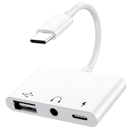 USB C to 3.5mm Audio OTG Adapter with 60W PD Fast Charging | 3 in 1 USB C headphone Splitter for iPhone 17/16/15 Sam-sung Galaxy S25/S24/S23 Ultra S21/S20 iPad Pro Laptops