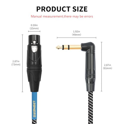 5FT Right-Angle 6.35mm TRS Male to XLR Female Cable - 90 Degree 1/4' Plug, Zinc Alloy XLR, Braided Shield for DI Box & Keyboard to Mixer - color: 5FT, size: XLR Female