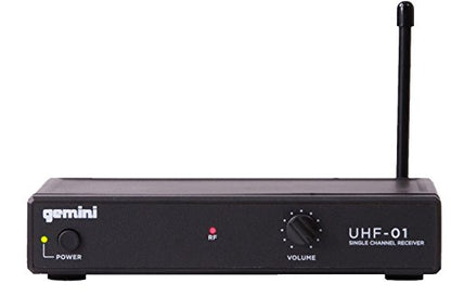 Gemini UHF Wireless Handheld Microphone System (UHF-01M-F2) | UHF wireless handheld mic system - 150 ft range - volume rotary control - auto-pairing, plug-and-play