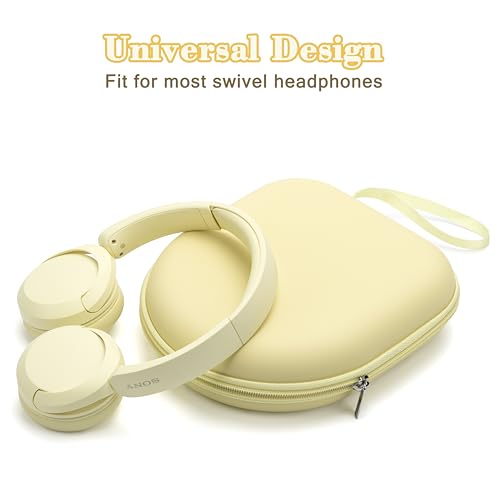 Ginsco Universal Headphone Case Compatible with JBL Tune 510BT 720BT, Sony WH-CH 720N/WH-CH520, with Sony/JBL/Soundcore Life Q20i Q30/BERIBES/TOZO/KVIDIO etc Wireless Headphones (Butter Yellow) - color: Butter Yellow