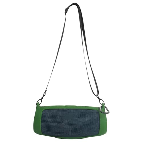 Silicone Case Cover for JBL Charge 5 Bluetooth Speaker, Travel Carrying Protective with Shoulder Strap and Carabiner (Green) - color: Green