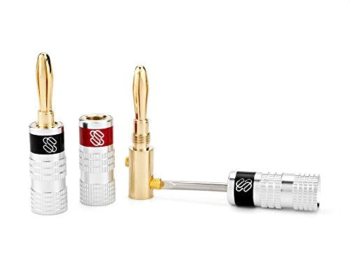 Sewell Silverback Banana Plugs, 24k Gold Dual Screw Lock Speaker Connector, 12 Pairs - size: 12 Pair (24 plugs)
