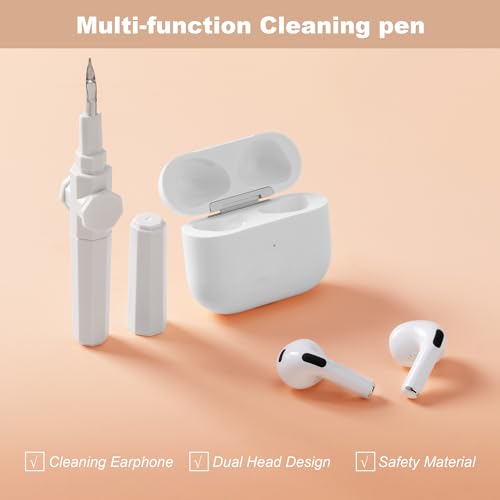 2 Pieces 4 in 1 Cleaning Pen for Airpods Pro 1 2 3, 360° Rotating Multi-Function Cleaner Kit Soft Brush for Bluetooth Earphones Case Cleaning Tool for iPhone Samsung Headphone Earbuds