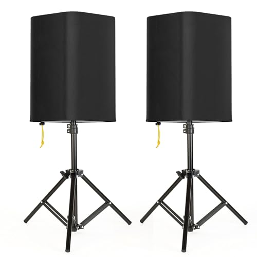 15 Inch PA/DJ Speaker Cover for Powered Speaker Mounted on Stand, 2 Pack Outdoor Speaker Cover 600D Thick Oxford Fabric Waterproof UV Protection Dustproof(Black) - size: 15 Inch