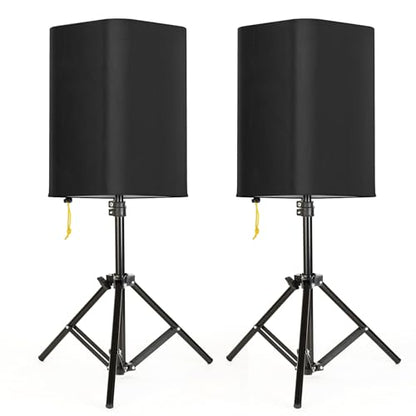10 Inch PA/DJ Speaker Cover for Powered Speaker Mounted on Stand, 2 Pack Outdoor Speaker Cover 600D Thick Oxford Fabric Waterproof UV Protection Dustproof(Black) - size: 10 Inch