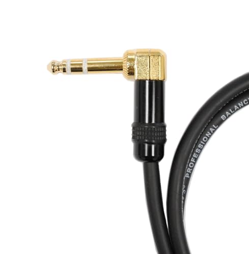Audio2000'S C26003P2 2팩 91.4cm(3피트) 금 도금 0.6cm(1/4인치) TRS 직각 - 금 도금 0.6cm(1/4인치) TRS 스트레이트 밸런스 오디오/녹음/패치/스테이지 케이블 (91.4cm(3피트) 케이블 2개 포함)