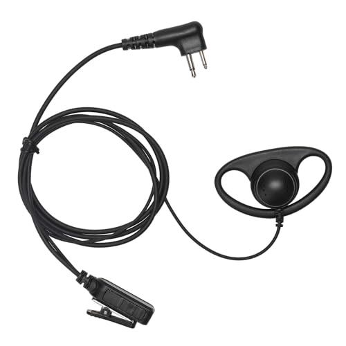 PR400 Earpiece Compatible with Motorola Radio CLS1410 CLS1110 CP200 GP300 GP2000 Walkie Talkie with PTT Mic 2 Pin Headset Single-Wire Surveillance Kit (D-Shaped) - style: D-shaped