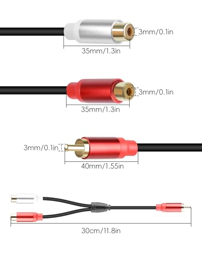 GELRHONR 2Pack RCA Splitter, 1 Male to 2 Female RCA Y Splitter Adapter Cable for Subwoofers, Home theaters, Speakers, HDTVs and More 30cm (1Male to 2 Female Black) - color: 1Male to 2 Female Black
