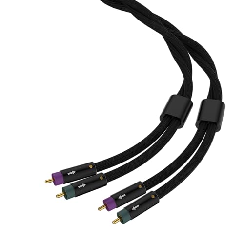 Tertullus RCA Audio Cables OFC Silver Plated Stereo Audio Interconnect Cable with Silver Plated Shielded Braid RCA Male to Male (3.28ft/1M, Black)