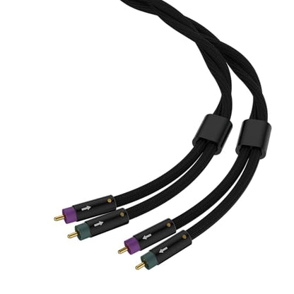 Tertullus RCA Audio Cables OFC Silver Plated Stereo Audio Interconnect Cable with Silver Plated Shielded Braid RCA Male to Male (3.28ft/1M, Black)