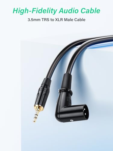 1/8 inch to XLR Balanced Cable,Right Angle XLR Male to 3.5mm TRS Male Audio Adapter Cable for Speaker, Mixer，Live Performance & Recording (0.3M)