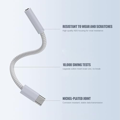 Fidioto USB C to 3.5mm Jack Adapter, USB C to Aux Audio Dongle Cable Compatible with iPhone 17/16/15 Pro Max/16/15 Pro/15/Samsung Galaxy S24/S23/S22/S21 Ultra/iPad Pro/Pixel 8 … - color: White, size: 1 Pack