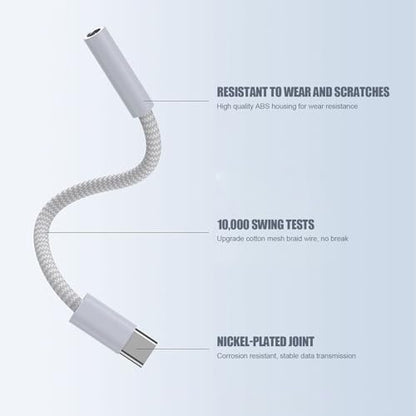 Fidioto 4 Pack USB-C to 3.5 mm Jack Adapter, Aux to USB C Adapter for Headphones Cable Compatible with iPhone 17/16 Pro Max/16 Pro/16/Samsung Galaxy S24/S23/S22/S21 Ultra/iPad Pro/Pixel 8 … - color: White, size: 4 Pack