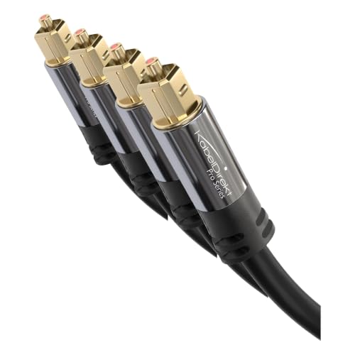 KabelDirekt TOSLINK – Optical Audio Cable – 3ft – Fiber Optic Cord, S/PDIF Digital Audio Optical Cable for Soundbar, Stereo Systems, Home Cinema, Xbox One/PS4 – Designed in Germany (Pack of 4) - size: 3 ft (Pack of 4)