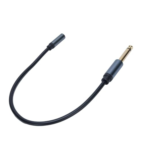 Diyeeni 6.35mm to 3.5mm Headphone Adapter, 1/4 Male to 1/8 Female Stereo Jack Cable, Gold Plated Copper Core 30cm PVC Extension Cord for Guitar, Piano, Amp, Headphones, Smartphone, Tablet