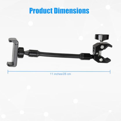 Mic Stand Phone Holder, Aluminum Alloy Clamp Flexible Gooseneck Arm Phone Holder for Microphone Stand Ring Light Tripod Pole Tube Rod Desk Table, for iPhone, Samsung Galaxy, and Any Smartphones