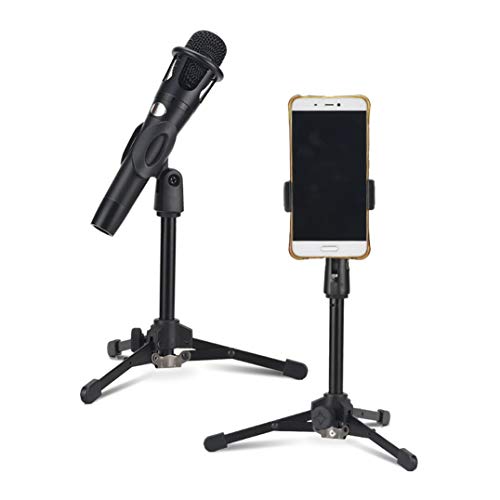 Foldable Tripod Desktop Microphone Stand Holder include Microphone clip Phone clip - color: 1