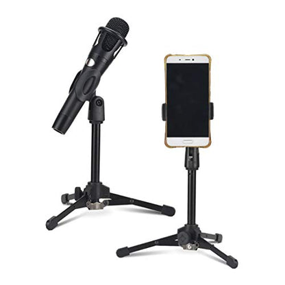 Foldable Tripod Desktop Microphone Stand Holder include Microphone clip Phone clip - color: 1