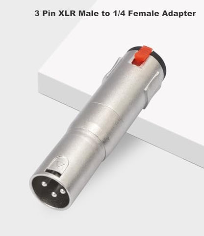 Lockable 1/4 TRS Female to 3Pin XLR Male Audio Adapter, Balance 6.35mm to XLR Adapter for Microphones, Mixing Consoles, and Power amplifiers-2 Pack - color: silver
