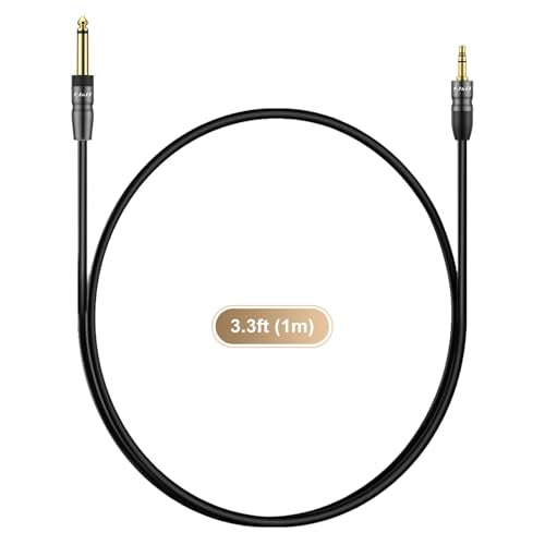 J&D 3.5mm to 6.35mm Stereo Audio Cable 3.3 Feet, 1/8 to 1/4 Cable, 3.5mm TRS Male to 1/4 Male Mono Interconnect Stereo Aux Jack Adapter Cable for Guitar, Bass, Home Theater Devices, Speaker - size: 3.3 Feet