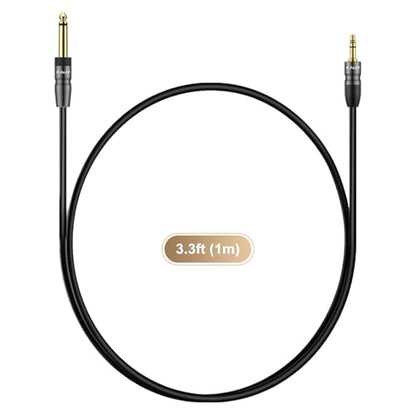 J&D 3.5mm to 6.35mm Stereo Audio Cable 3.3 Feet, 1/8 to 1/4 Cable, 3.5mm TRS Male to 1/4 Male Mono Interconnect Stereo Aux Jack Adapter Cable for Guitar, Bass, Home Theater Devices, Speaker - size: 3.3 Feet