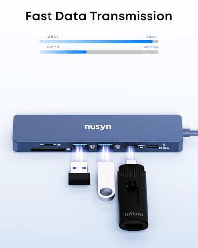 7-in-1 USB C Hub with 4K@60Hz HDMI, 2 USB-A, 1 USB-C, 100W PD Charging, SD 3.0 /TF 3.0 Card Reader, Compatible with MacBook Pro/Air/Neo, iPad Pro, iMac, iPhone 15-17 (Indigo) - color: Indigo