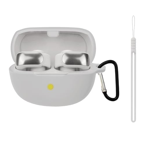 Silicone case for The New Bose Ultra Open Earbuds 2024, Shockproof case for Bose Ultra Open Earbuds 2024 with Carabiner and Wrist Strap. (White) - color: White