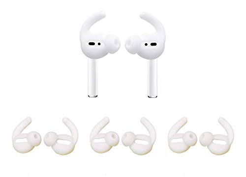Zotech Ear Hooks Covers, 3 Pairs, Compatible with Apple AirPods 1st/2nd/3rd/4th Gen & EarPods, Secure Fit Earbud Tips, White
