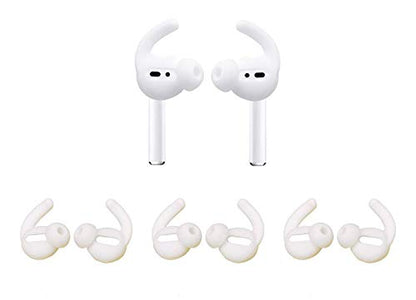 Zotech Ear Hooks Covers, 3 Pairs, Compatible with Apple AirPods 1st/2nd/3rd/4th Gen & EarPods, Secure Fit Earbud Tips, White
