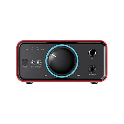 FiiO K7 Full Balanced HiFi DAC Headphone Amplifier AK4493S*2, XMOS XU208 PCM384kHz DSD256,USB/Optical/Coaxial/RCA Inputs, 6.35mm/4.4mm Output - color: Red
