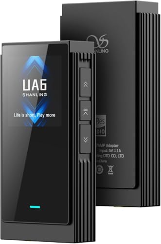 SHANLING UA6 Headphone Amplifier, Portable USB DAC Amp for Android/iOS/Mac/Windows, 3.5/4.4mm/SPDIF Output, CS43131x4 DAC, 768kHz/32bit DSD512, 1.3IN Display, Up to 361mW@32Ω Output (Black) - color: Black