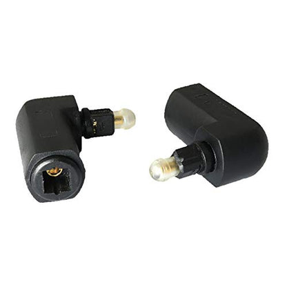 RLECS 2pcs Toslink Right Angle Digital Optical Audio Cable Adapter Male to Female 90 Degree 360 Rotates for Toslink Optical Cable TV Adapter