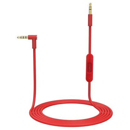 Replacement Audio Cable Cord Wire with in-line Microphone and Control Compatible with Beats Headphones Solo, Studio, Pro, Detox, Wireless, Mixr, Executive Headphones(Red) - color: Red