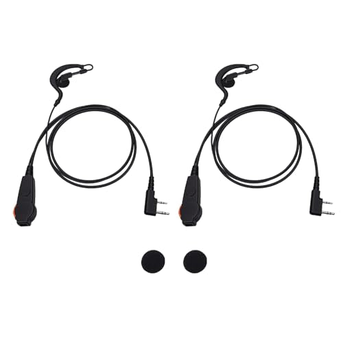 Yunseity 2 Pin Radio Earpiece, Clear Sound Quality Wired Earhook Headset with Mic Push to Talk Key, for HYT Puxing Radios