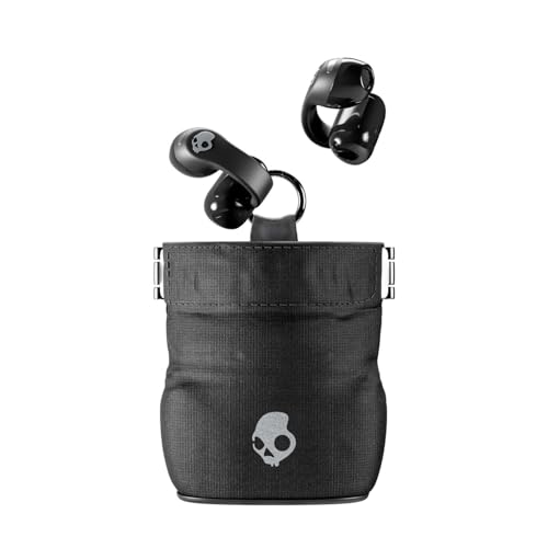 Skullcandy Push 720 Open Wireless Open-Ear Bluetooth Earbuds - True Black | Waterproof, Clip-On Lightweight Design, 30 Hours Battery, Wireless Charging Pouch, Exercise, Running Outdoors, Gym, Fitness - color: Black/Silver