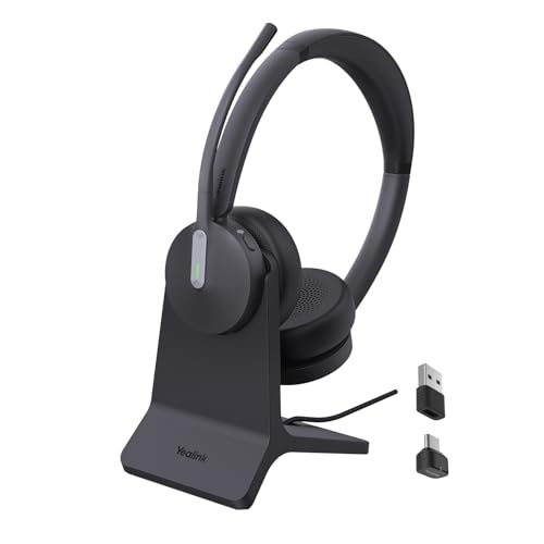 Yealink BH70 Dual UC Wireless Headset with Charging Stand, UC Compatible Bluetooth Headphone with Mic for Work, up to 35h Talk Time, 147g All-Day Comfort Perfect for Open Office Hybrid Work