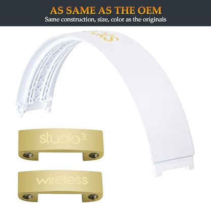Beat Studio 3 Replacement Headband and Hinge Same as the OEM Arch Band + Hinges Parts Replacement for Beats Studio3/A1914, Studio 2 Wired/Wireless (B0500/B0501), Studio Pro/A2924 Headphones (White) - color: White