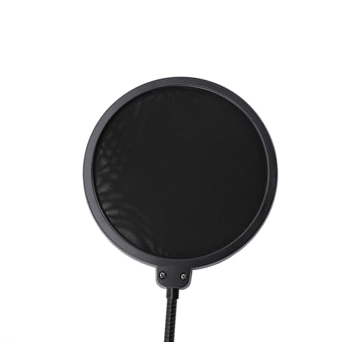 Pop Filter Windscreen Combo, Double Layered Nylon Mesh Microphone with Gooseneck Clip for Blue
