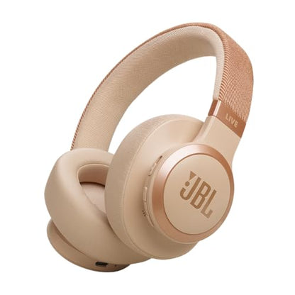 JBL Live 770NC - Wireless Over-Ear Headphones with True Adaptive Noise Cancelling with Smart Ambient, Up to 65 Hours of Battery Life, Comfort-fit Fabric Headband & Carrying Pouch (Sandstone) - color: Sandstone