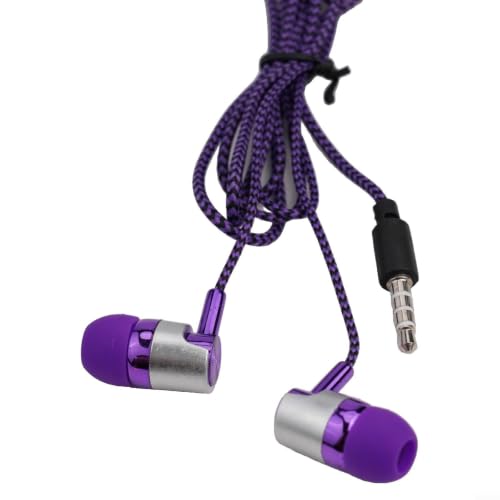 Wired In-Ear Headphones with Noise Cancelling, Ergonomic Earbuds for Sports, 3.5mm Jack Compatible with Phones and Devices, Blue Purple Silver(Purple) - color: Purple