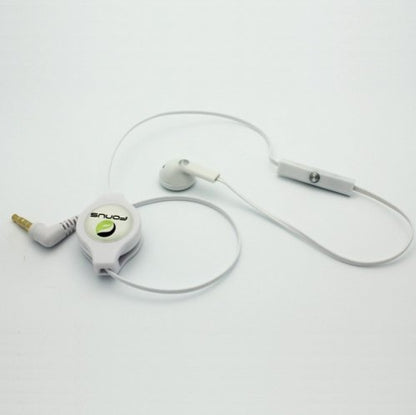 White Retractable 3.5mm Mono Handsfree Headset Earphone Single Earbud with Microphone for MetroPCS Samsung Galaxy Mega SGH-M819, MetroPCS Samsung Galaxy S3 SCH-R530M / Galaxy S4 SGH-M919N / Galaxy S5 (SM-G900T)