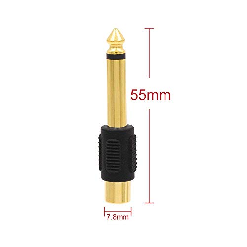 VCE 6-Pack RCA to 1/4" Audio Adapter Bundle with Right Angle Banana Plugs, 90 Degree 4mm Gold Plated Dual Screw Type Speaker Connector for Speaker Wire,Red and Black