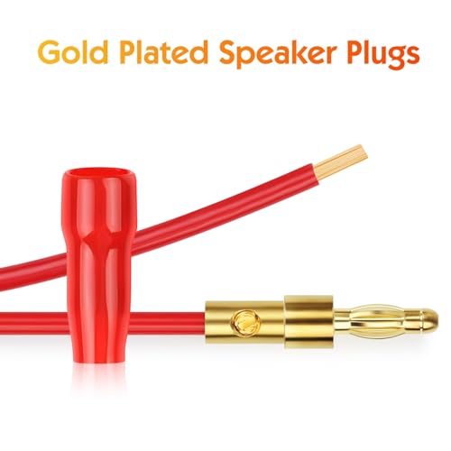 4 mm Gold Plated Open Screw Type Speaker Connector Banana Plugs,12 Count(1 Pack of 6 Pairs)