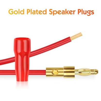4 mm Gold Plated Open Screw Type Speaker Connector Banana Plugs,12 Count(1 Pack of 6 Pairs)